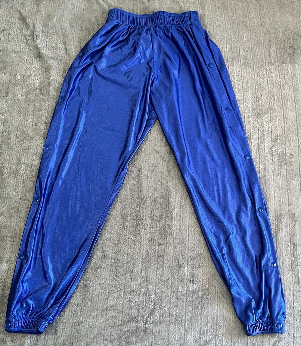 Alleson Adult Medium Athletic Tearaway Snaps Basketball Pants Royal Blue Shiny